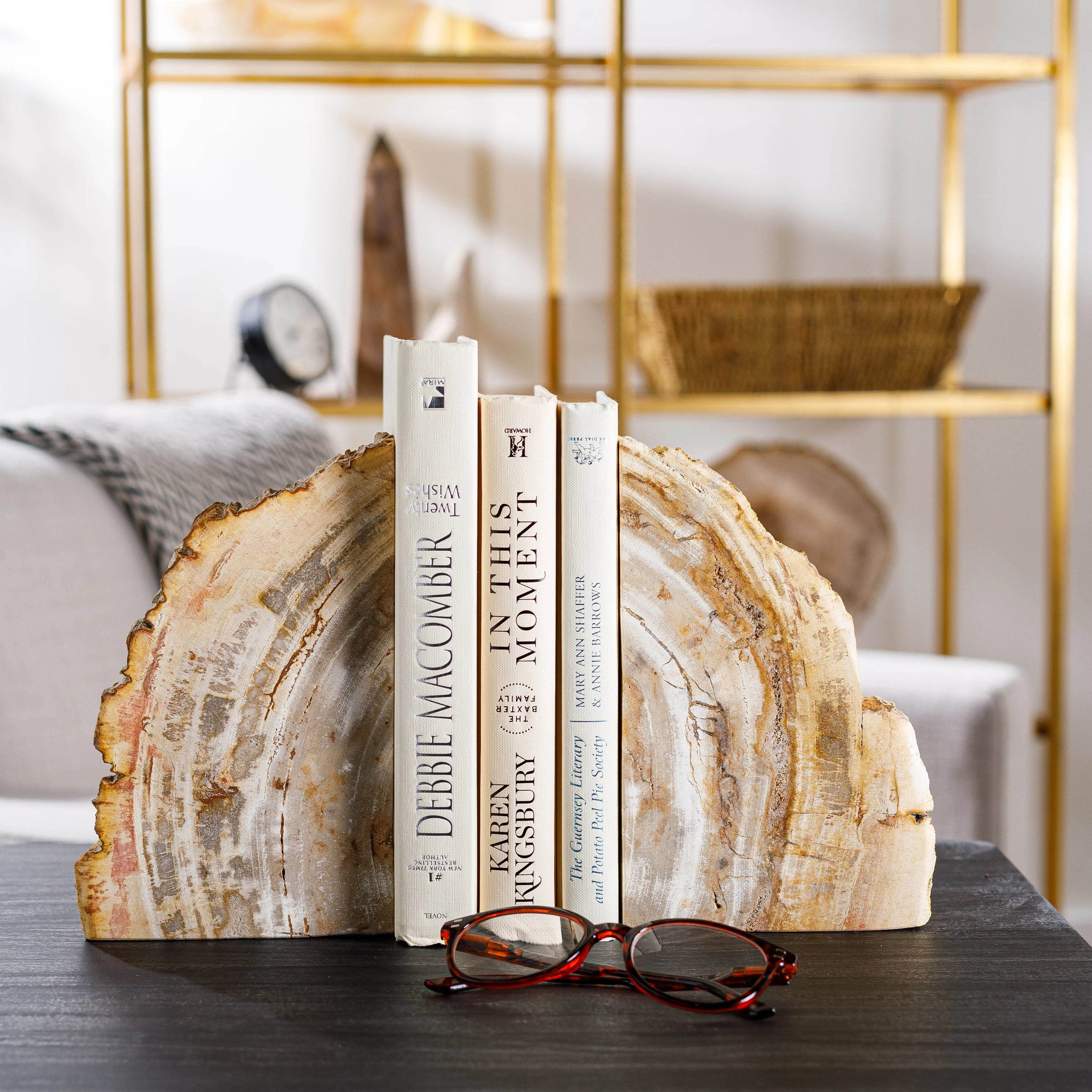 10" Brown Petrified Wood Bookend Pair