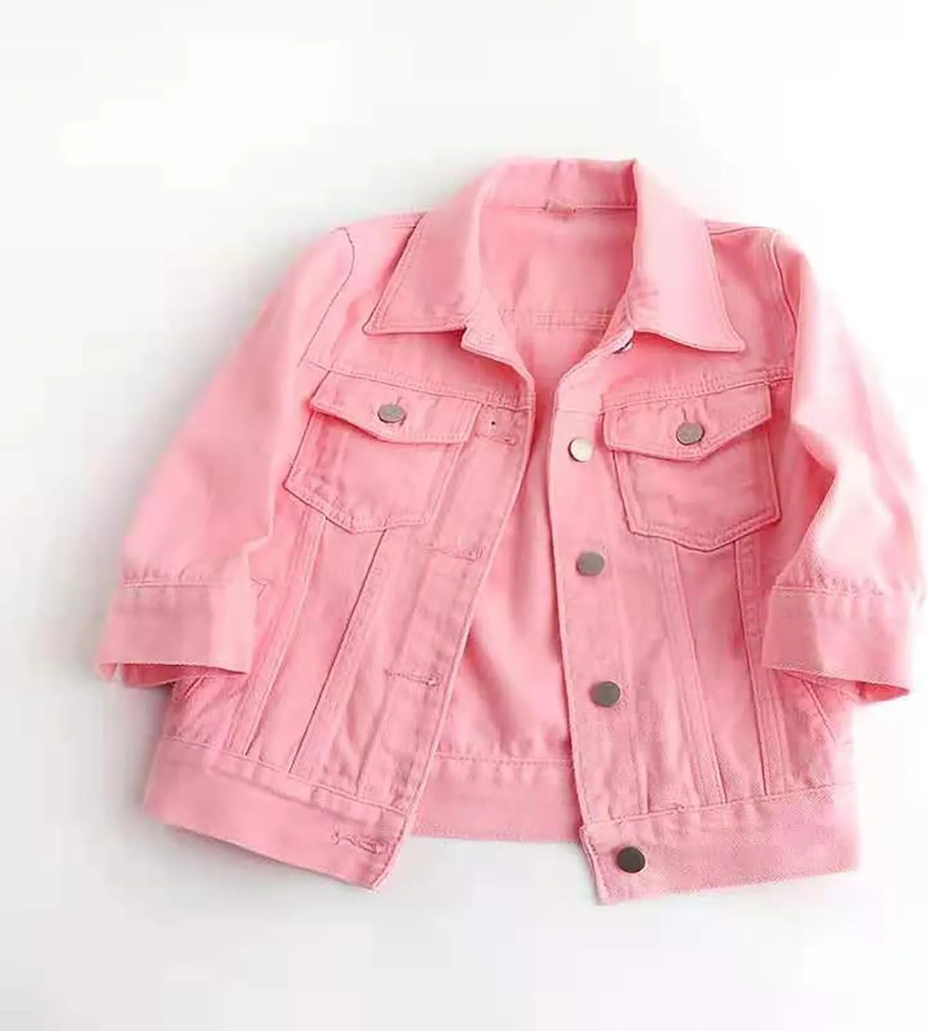 3/4 Sleeve Short Denim Jacket plus size jean jacket Basic Lapel Button Down Cropped Coat
