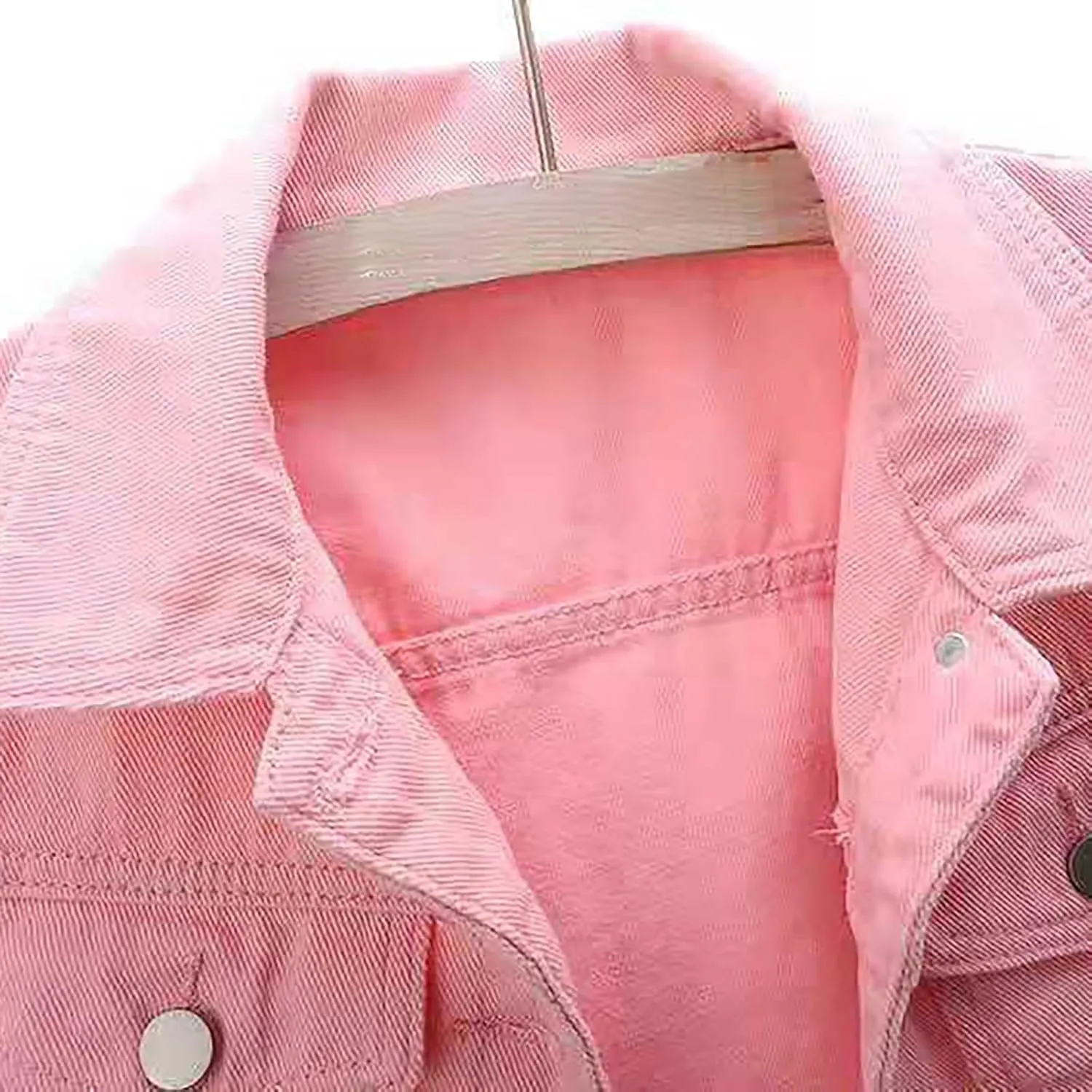 3/4 Sleeve Short Denim Jacket plus size jean jacket Basic Lapel Button Down Cropped Coat