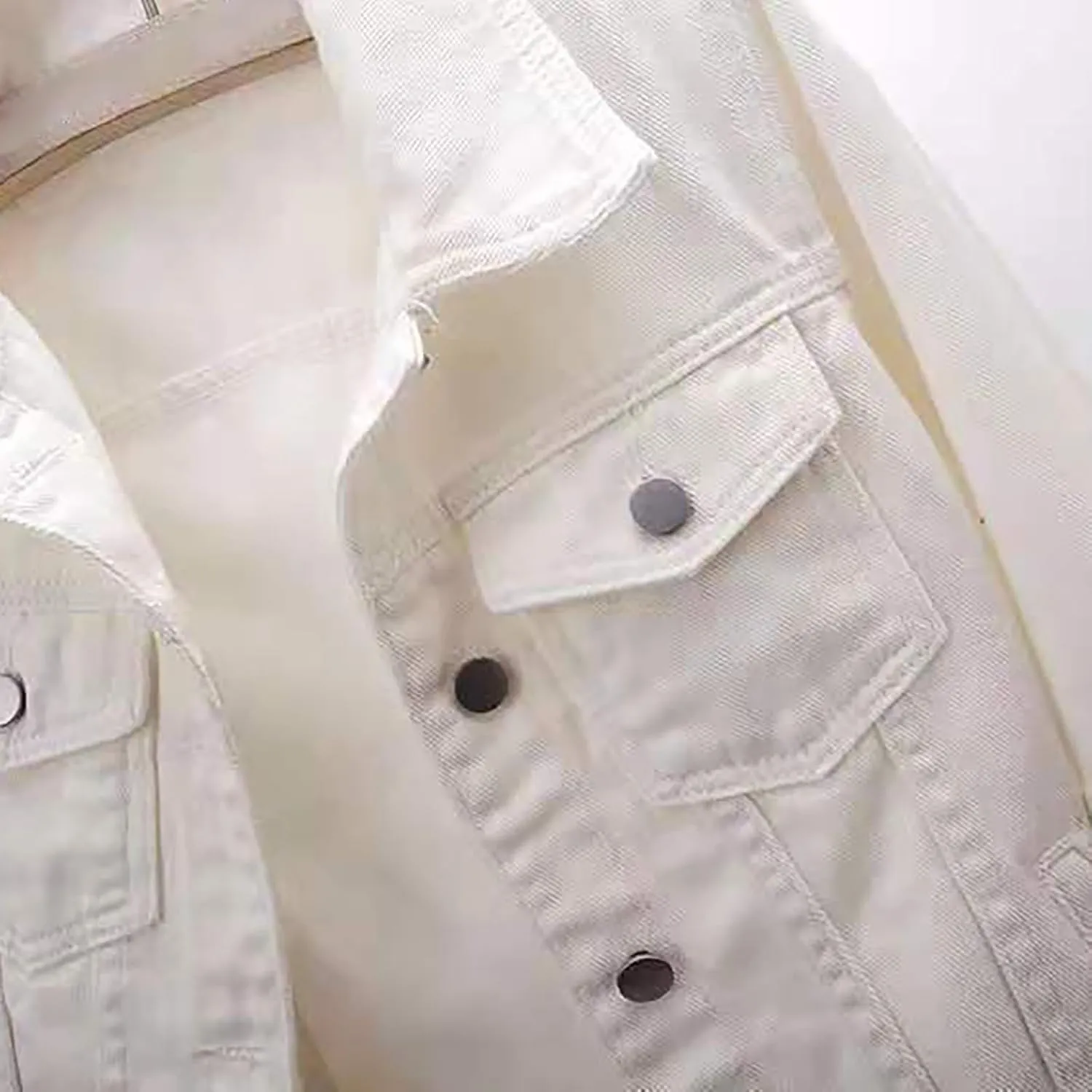 3/4 Sleeve Short Denim Jacket plus size jean jacket Basic Lapel Button Down Cropped Coat
