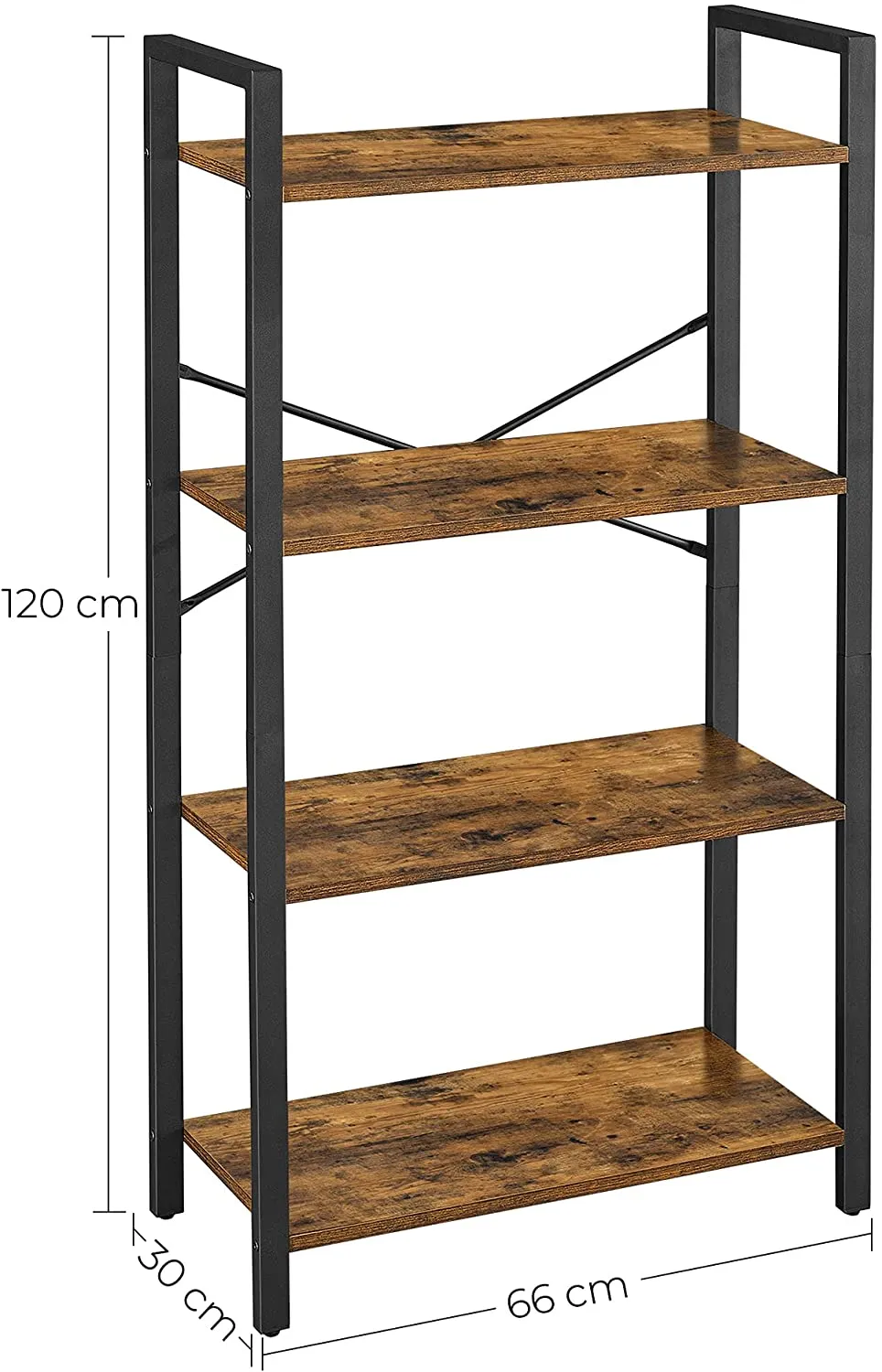 4-Tier Storage Rack With Steel Frame - 120 cm High