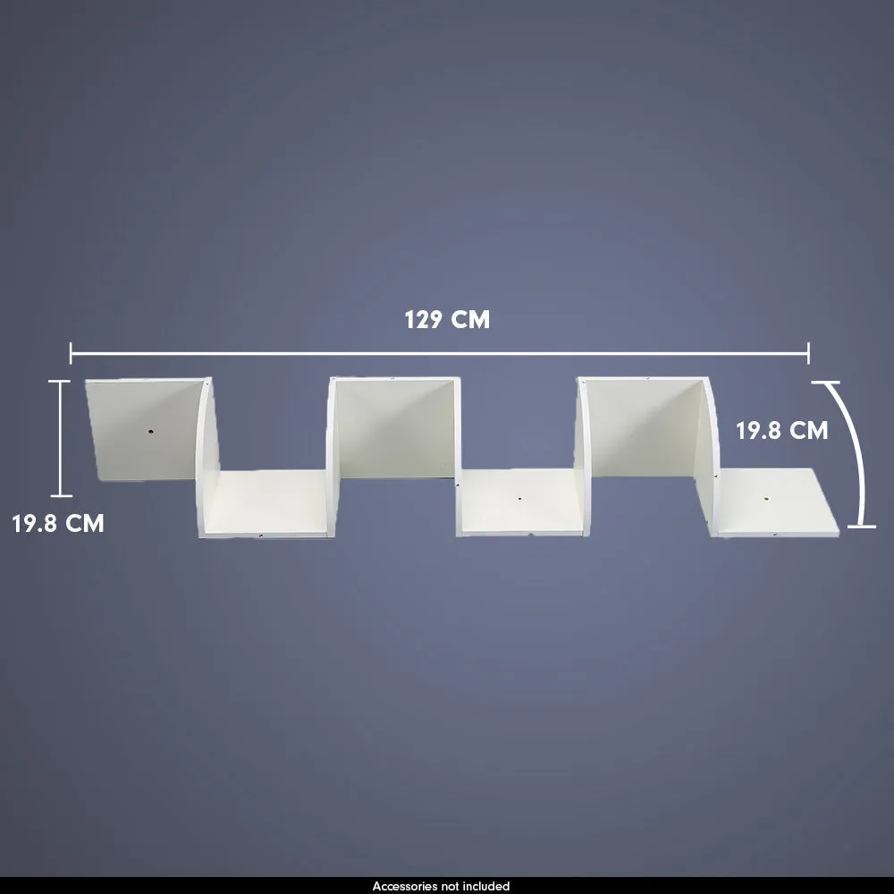 5 Tier Corner Wall Shelf | Display Shelves | DVD Book Storage Rack | Floating Mounted | White