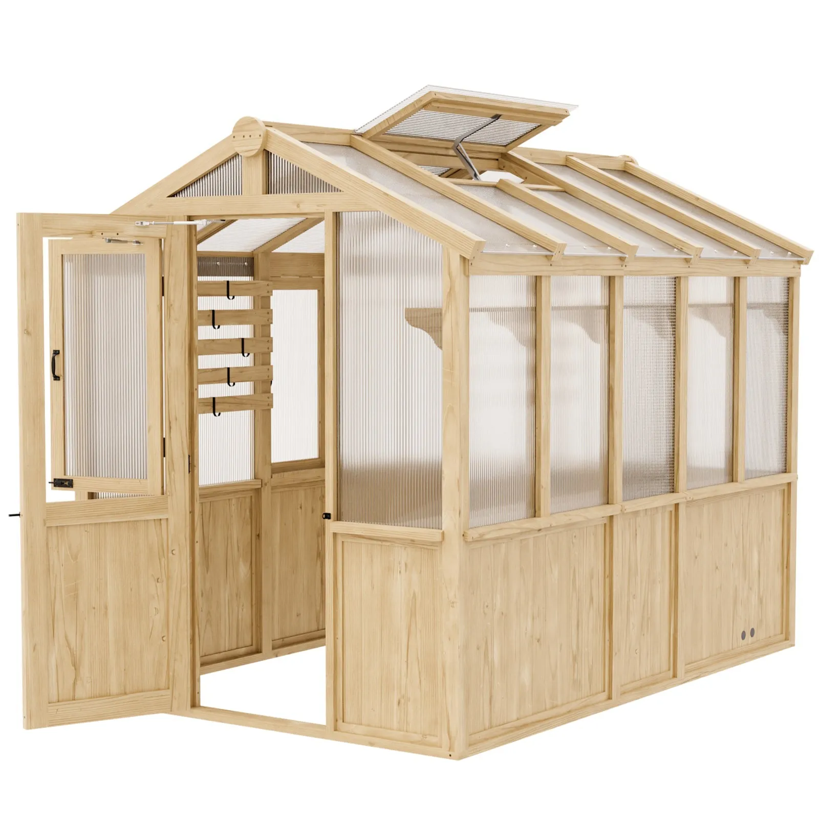 6.7x6x7.7 ft / 6.7x7.8x7.7 ft/ 6.7x9.7x7.7 ft Wood Greenhouse
