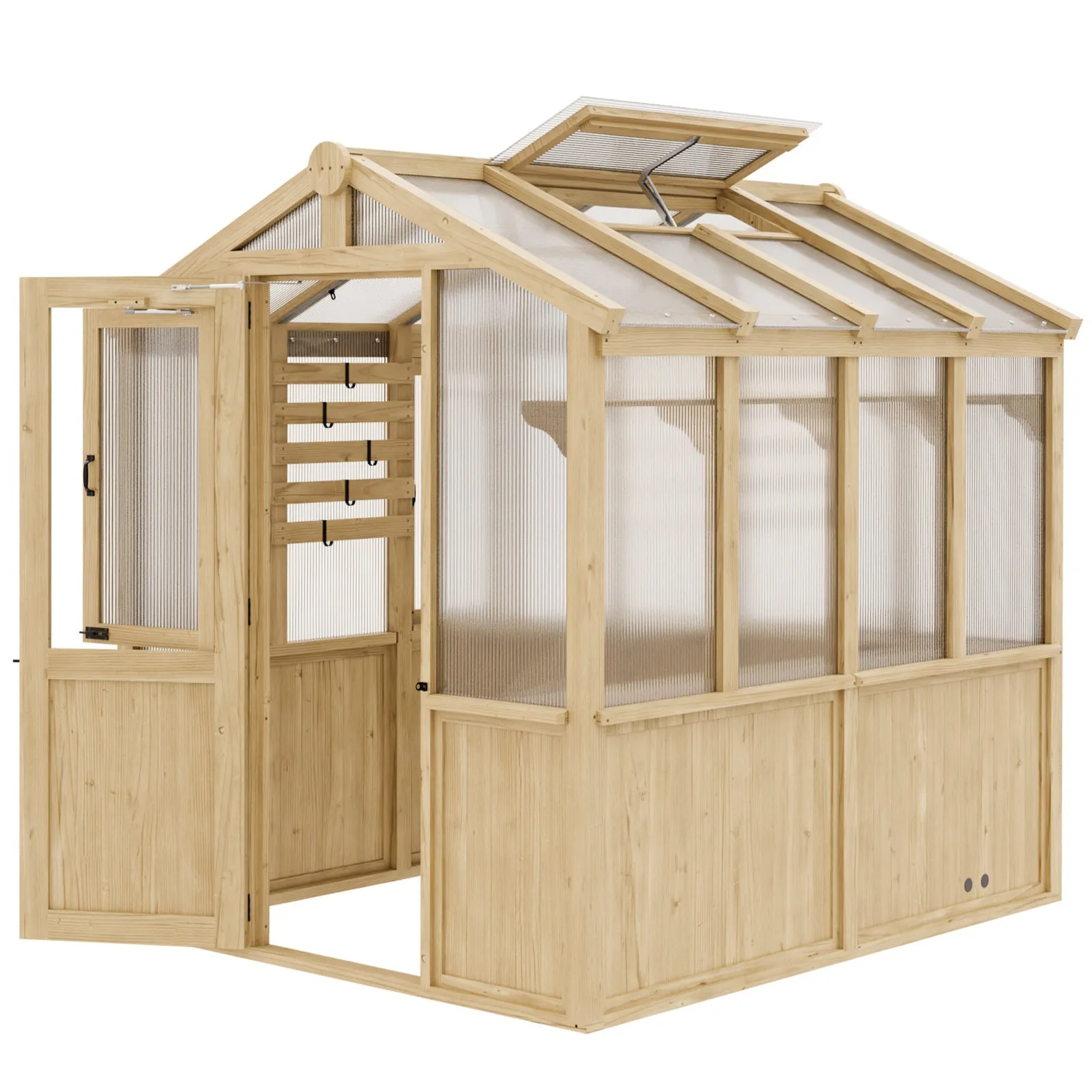 6.7x6x7.7 ft / 6.7x7.8x7.7 ft/ 6.7x9.7x7.7 ft Wood Greenhouse