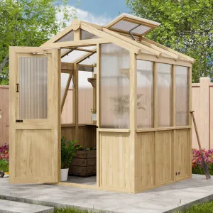 6.7x6x7.7 ft / 6.7x7.8x7.7 ft/ 6.7x9.7x7.7 ft Wood Greenhouse