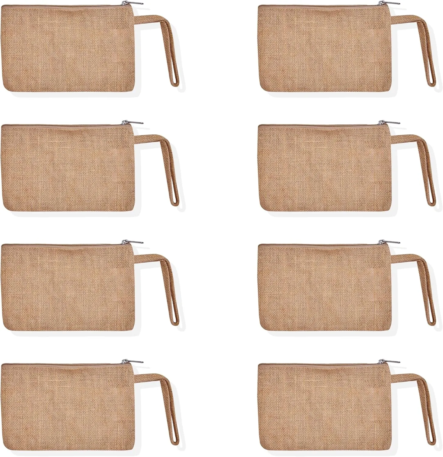 8-Pack Jucobee Cosmetic Bags for Women and Men Small Corduroy Makeup Pouches with Zipper, Travel Toiletry Bag Organizer for Purse, Beige - 4.7''L X 7.87''H, Natural