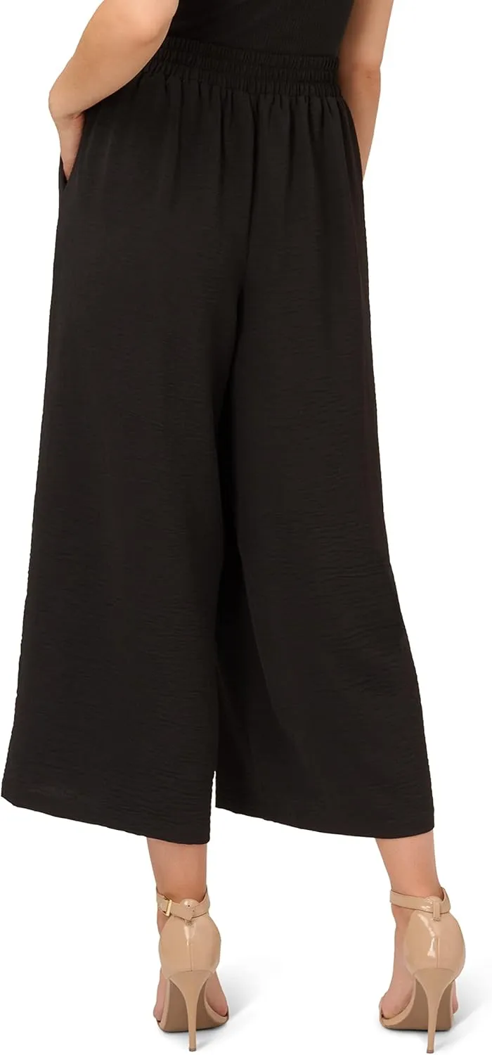 Adrianna Papell Women's Textured Wide Leg Pull on Pant W/Slit Pockets