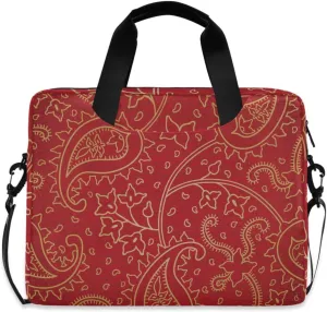 ALAZA Laptop Case Bag Ornate Floral Seamless Red Laptop Sleeves Briefcase Messenger Bag with Strap for Woman Man Business Office
