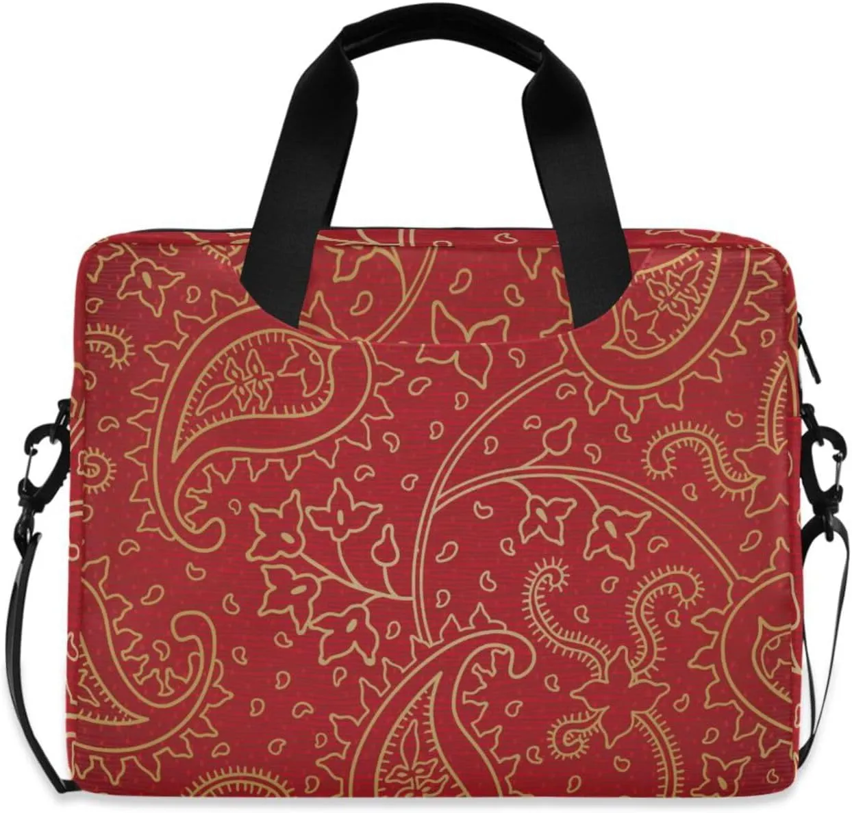 ALAZA Laptop Case Bag Ornate Floral Seamless Red Laptop Sleeves Briefcase Messenger Bag with Strap for Woman Man Business Office