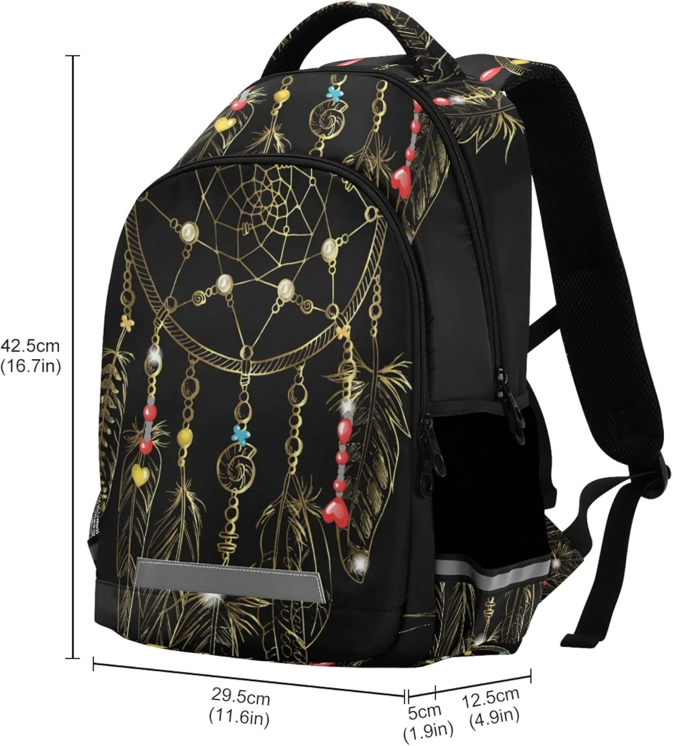 ALAZA Ornate Dreamcatcher Boho Bohemian Feather Backpack Purse for Women Men Personalized Laptop Notebook Tablet School Bag Stylish Casual Daypack, 13 14 15.6 inc