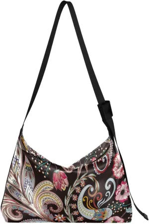 ALAZA Paisley Ornate Curls Blossom Womens Tote Bag Leather Shoulder Bag For Women Men Large Hobo Cross Body Bags Handbag