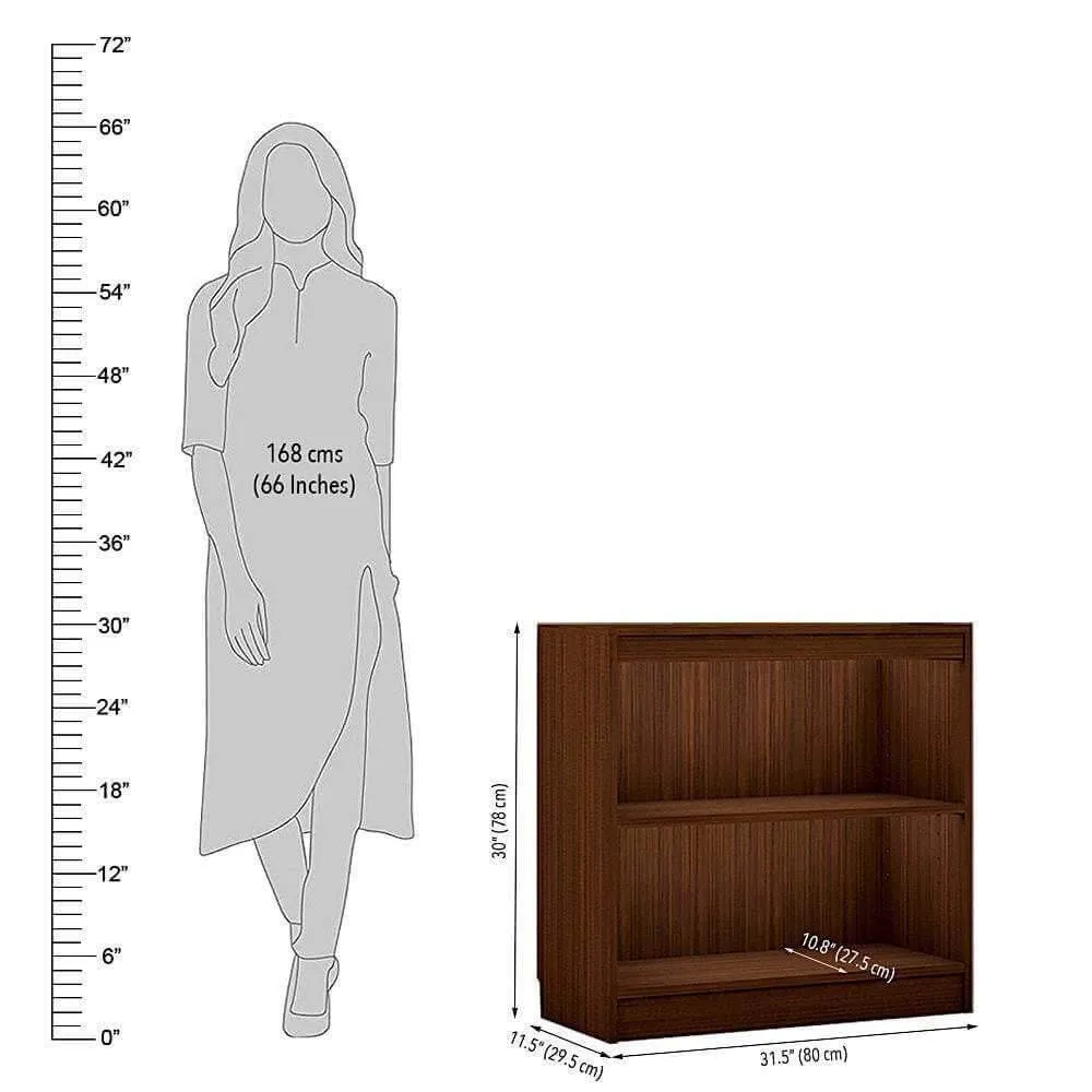 Alpha Bookshelf, 3 shelf, 30" high, Acacia Walnut