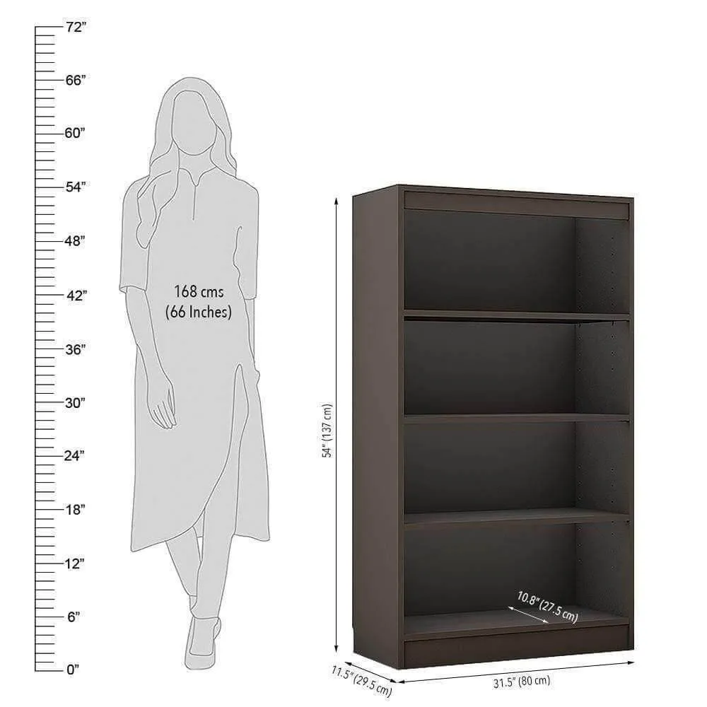 Alpha Bookshelf rack, 4 tier, 54" high, Slate Grey