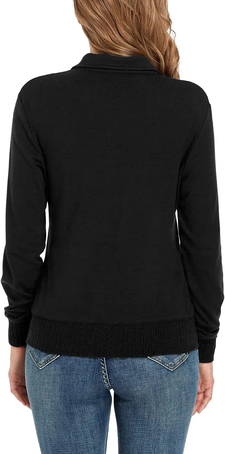 andy & natalie Women's Stand Collar Zip up Long Sleeve Jacket with Pockets Running Sweatshirts Jackets