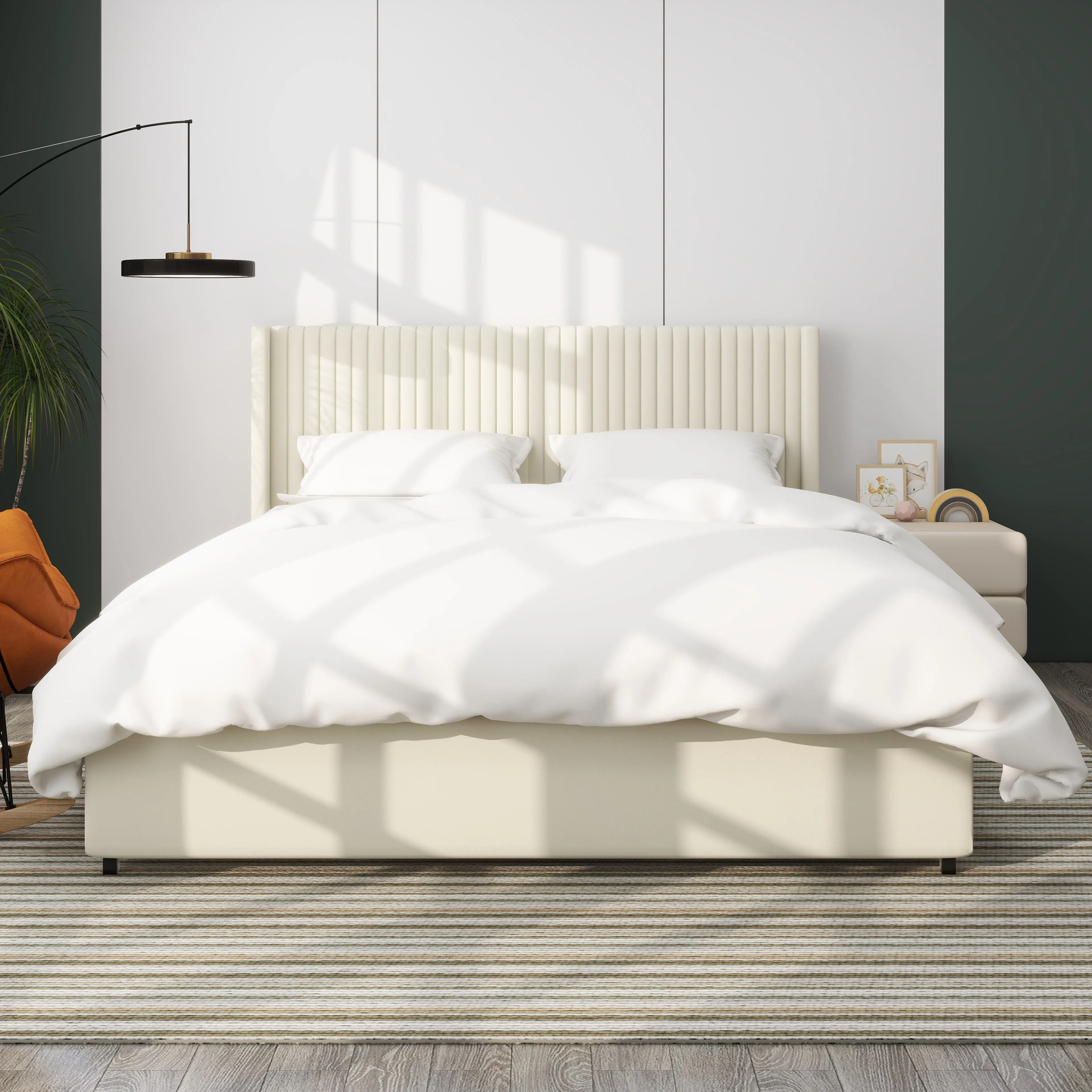 Anna - Upholstered Wingback Platform Bed With 4 Drawers Storage by Couch.com