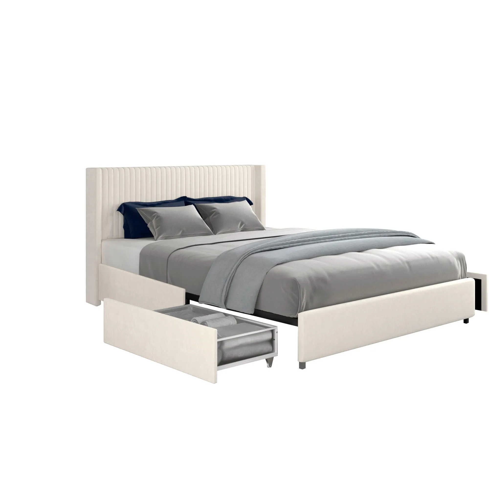 Anna - Upholstered Wingback Platform Bed With 4 Drawers Storage by Couch.com