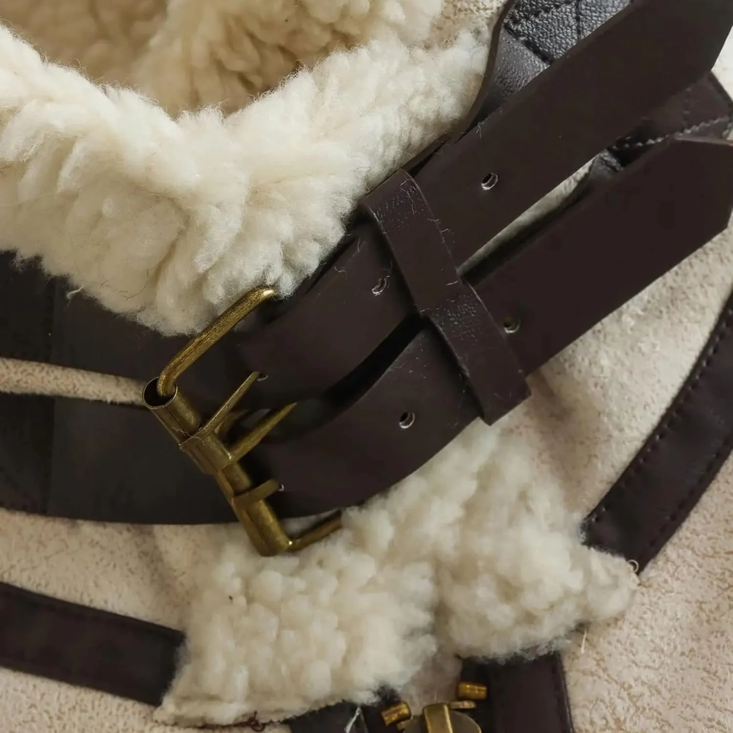 APAFES Womens Winter Fur Suede Vest Stand Collar Sleeveless Fleece Shearling Jacket Coat