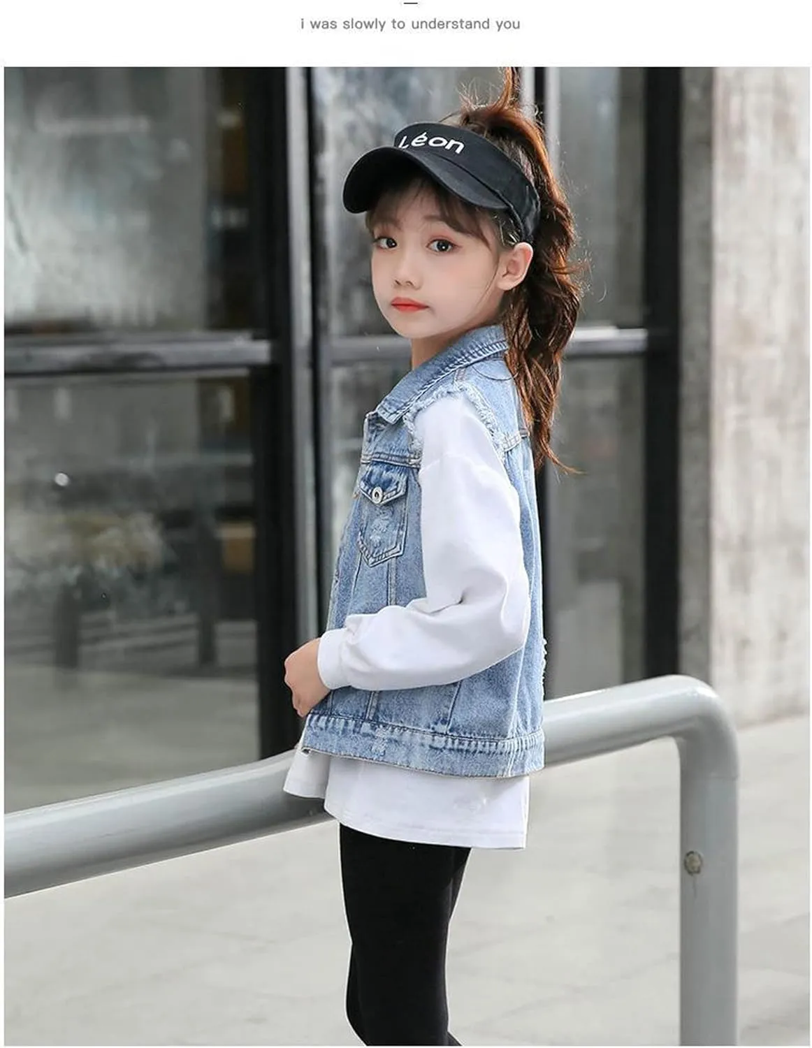 Autumn girls' denim jacket cardigan vest Childrenswear