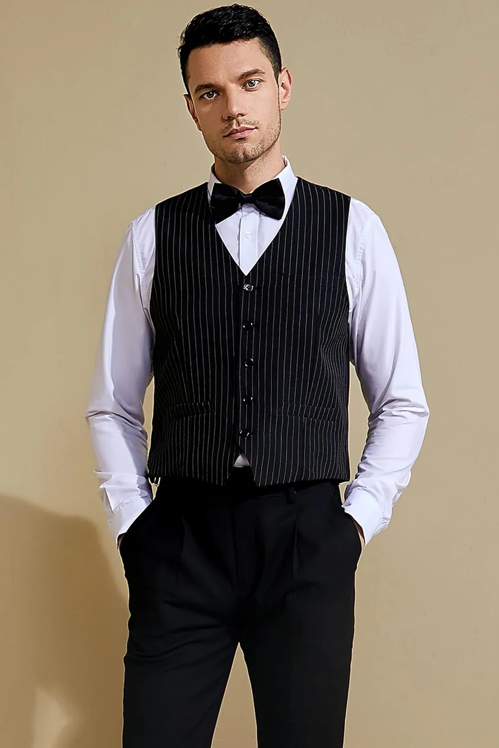 BABEYOND Men's Formal Suit Vest Slim Fit Waistcoat Business Vest for Suit Tuxedo