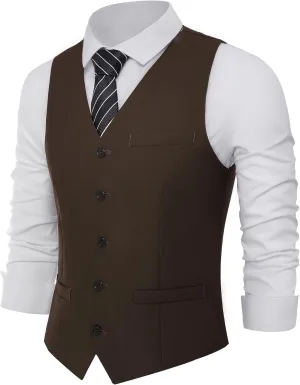 BABEYOND Men's Formal Suit Vest Slim Fit Waistcoat Business Vest for Suit Tuxedo