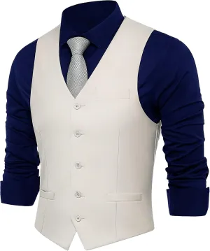BABEYOND Men's Formal Suit Vest Slim Fit Waistcoat Business Vest for Suit Tuxedo