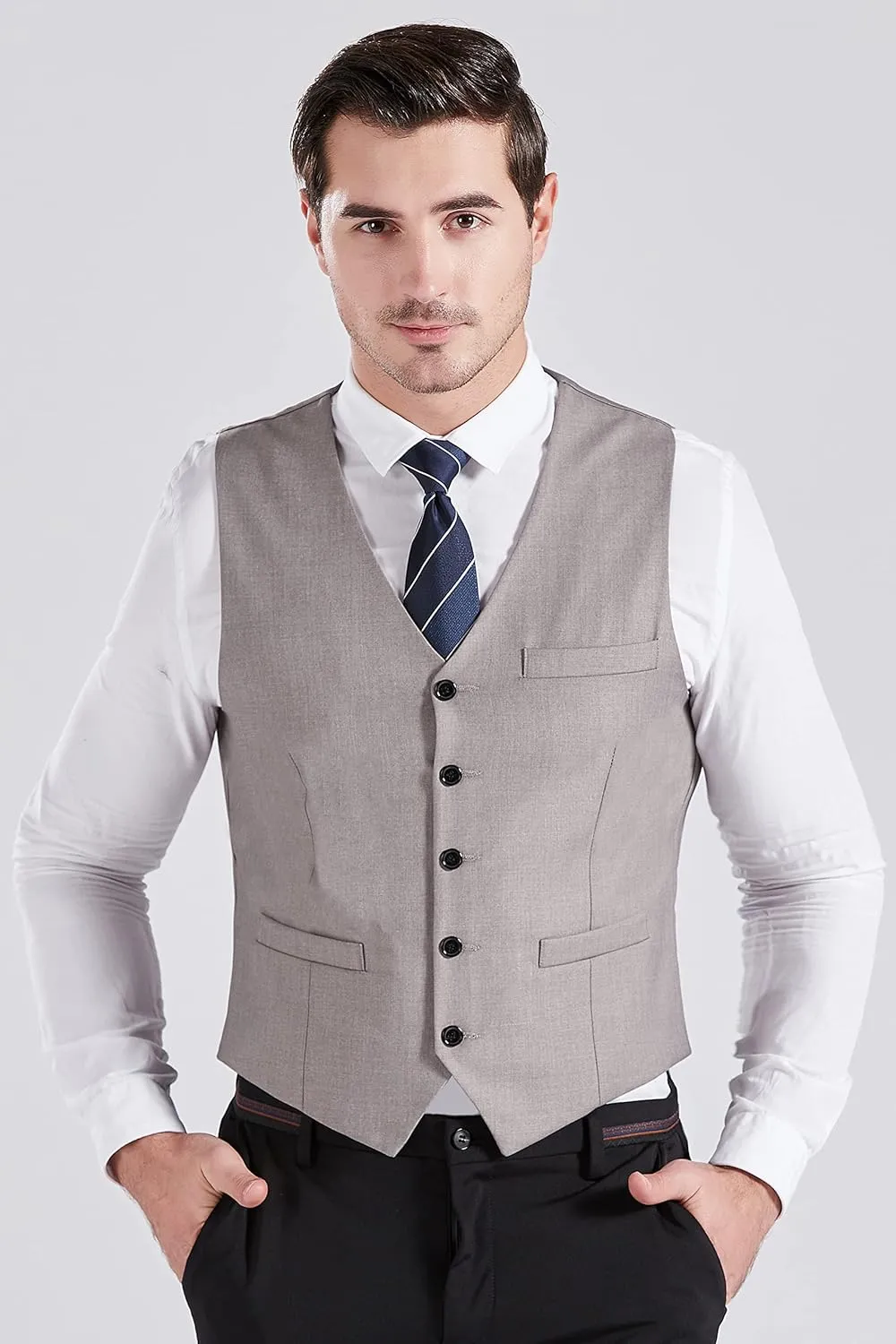 BABEYOND Men's Formal Suit Vest Slim Fit Waistcoat Business Vest for Suit Tuxedo