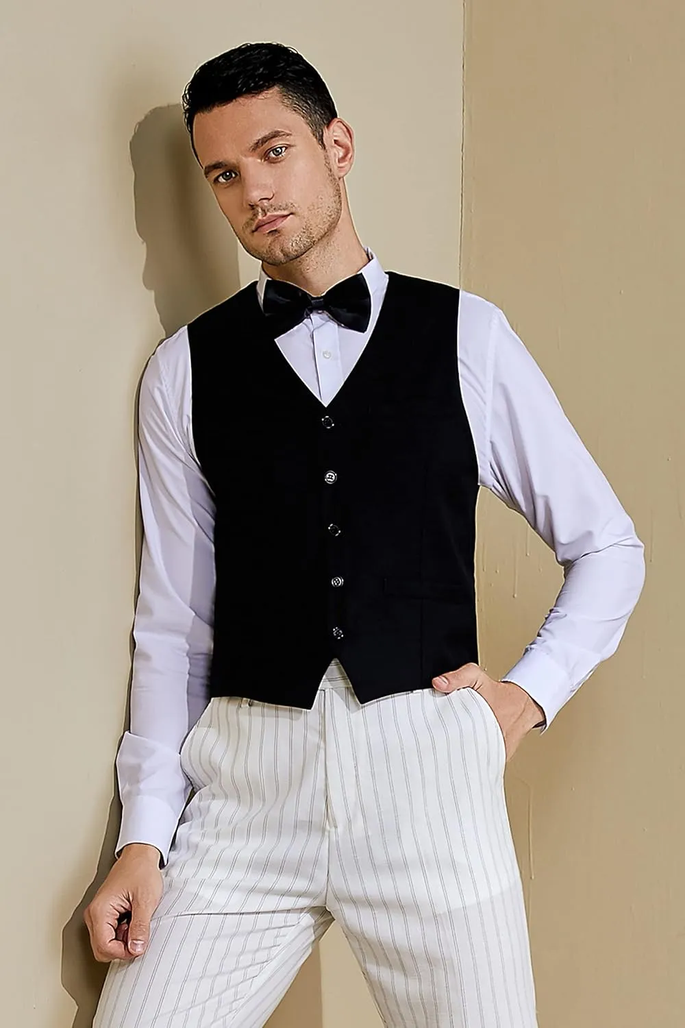 BABEYOND Men's Formal Suit Vest Slim Fit Waistcoat Business Vest for Suit Tuxedo