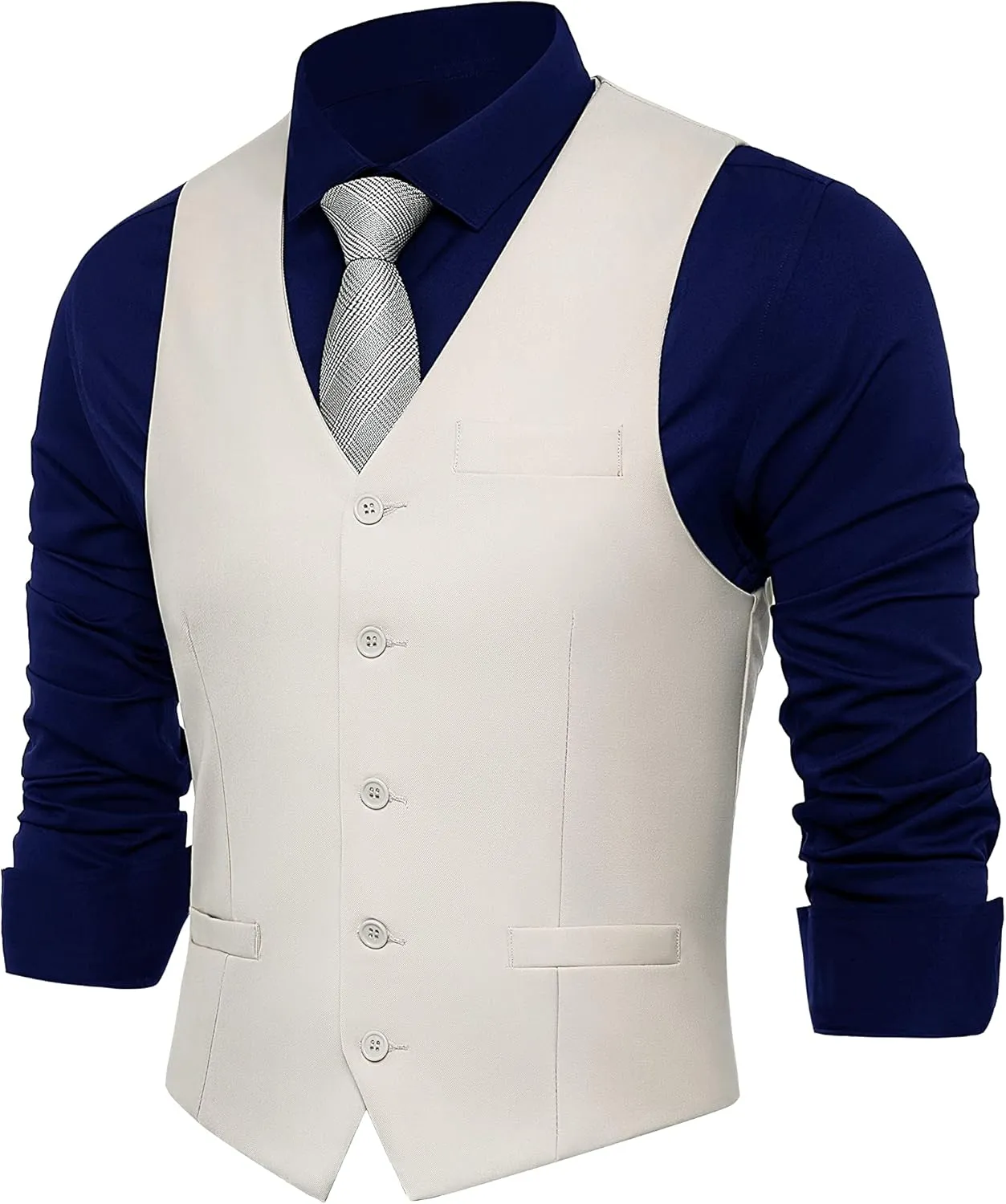 BABEYOND Men's Formal Suit Vest Slim Fit Waistcoat Business Vest for Suit Tuxedo