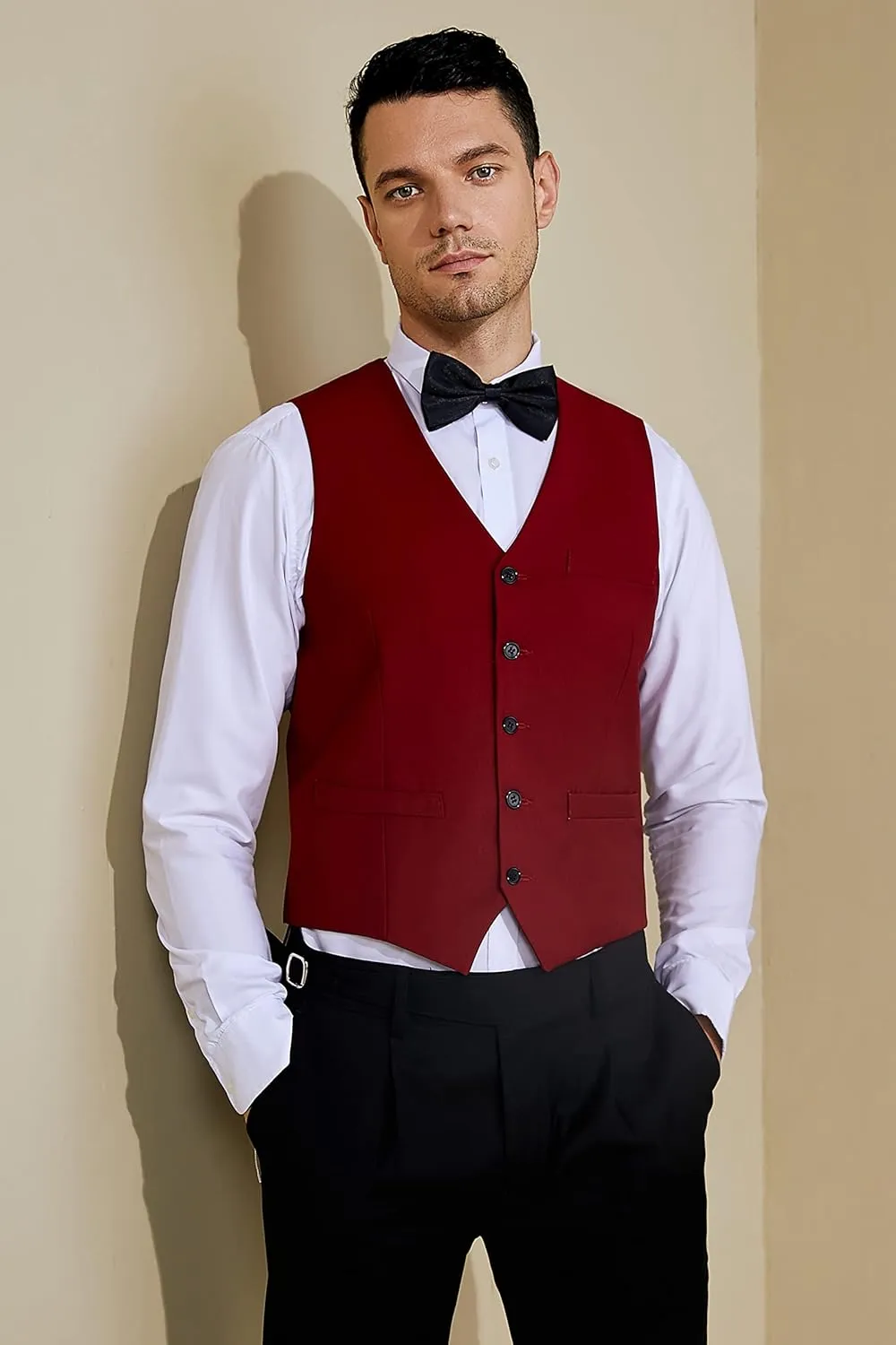 BABEYOND Men's Formal Suit Vest Slim Fit Waistcoat Business Vest for Suit Tuxedo