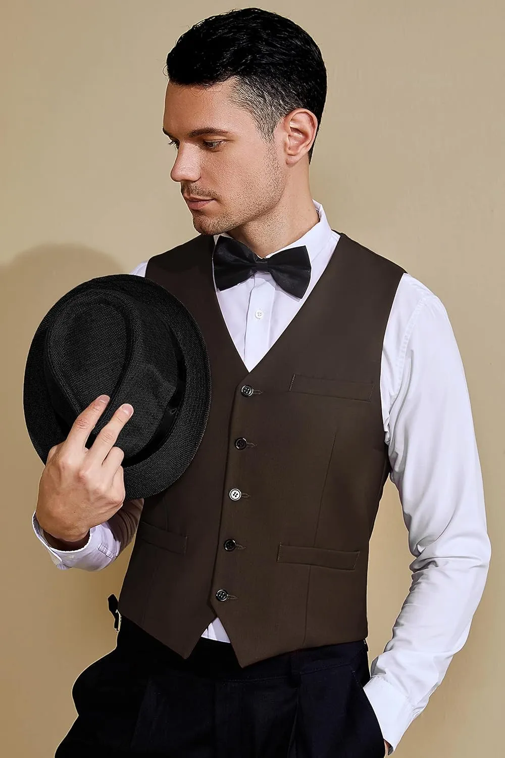 BABEYOND Men's Formal Suit Vest Slim Fit Waistcoat Business Vest for Suit Tuxedo