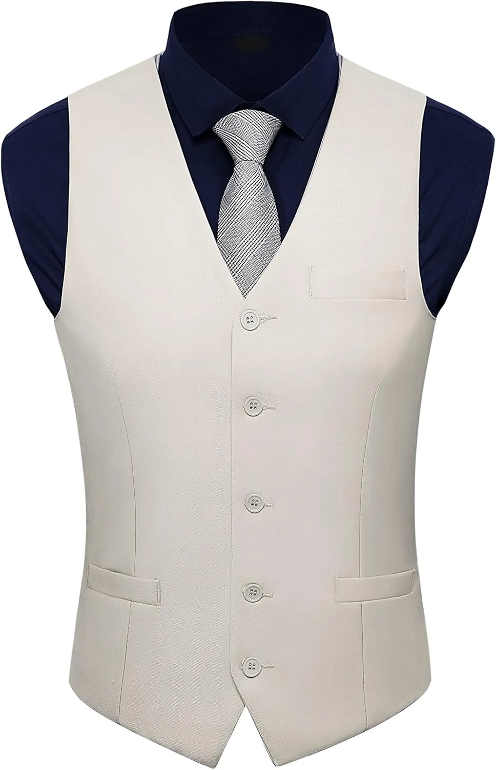 BABEYOND Men's Formal Suit Vest Slim Fit Waistcoat Business Vest for Suit Tuxedo