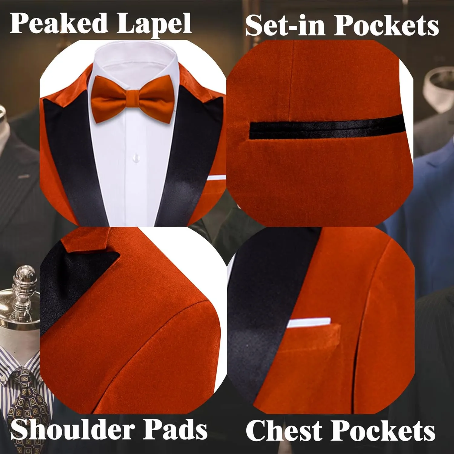 Barry.Wang Velvet Mens Blazer Mardi Gras Sport Coat Brooch Regular Fit Tuxedo Peaked Lapel Suit Jacket Carnival Parade