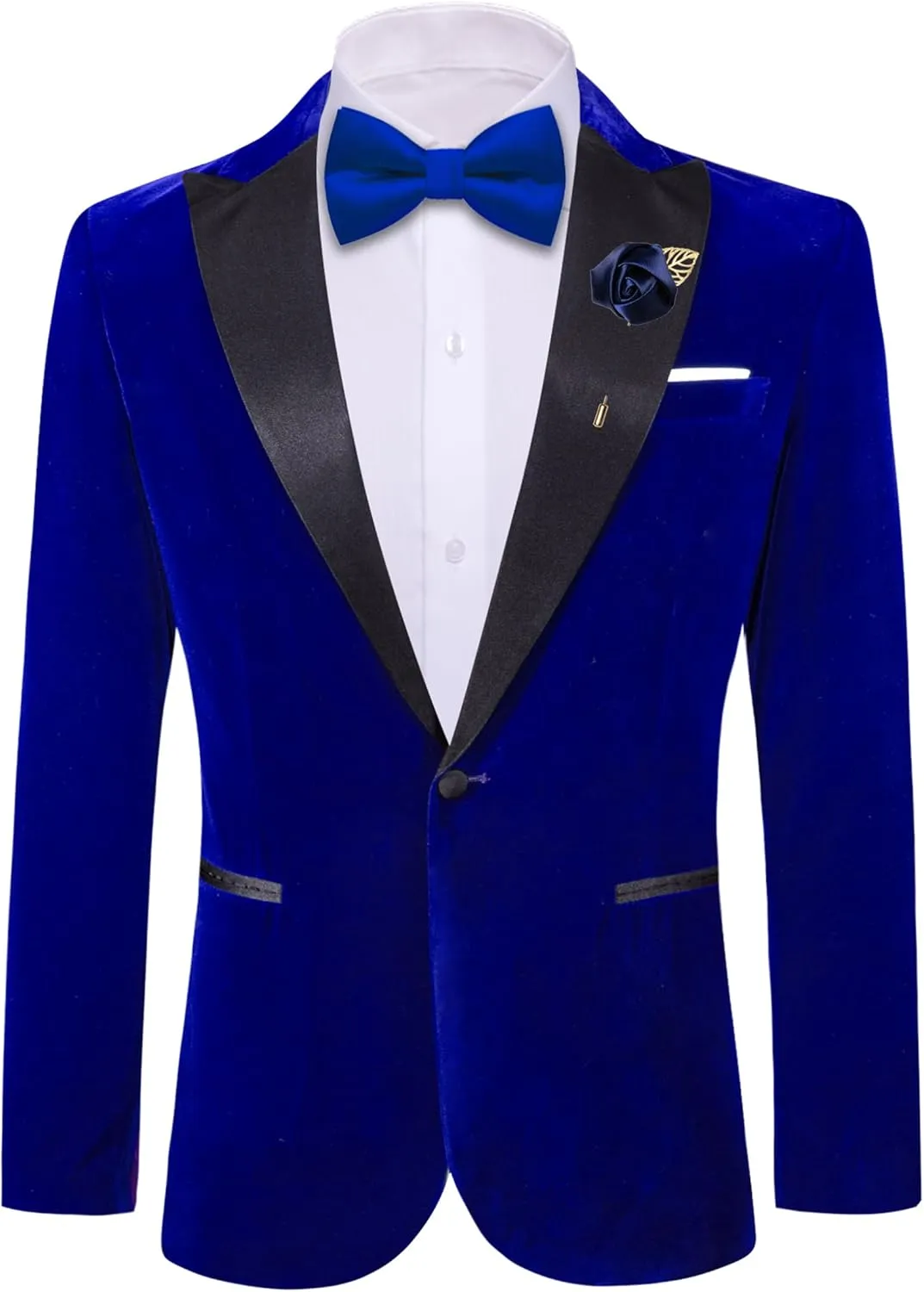 Barry.Wang Velvet Mens Blazer Mardi Gras Sport Coat Brooch Regular Fit Tuxedo Peaked Lapel Suit Jacket Carnival Parade
