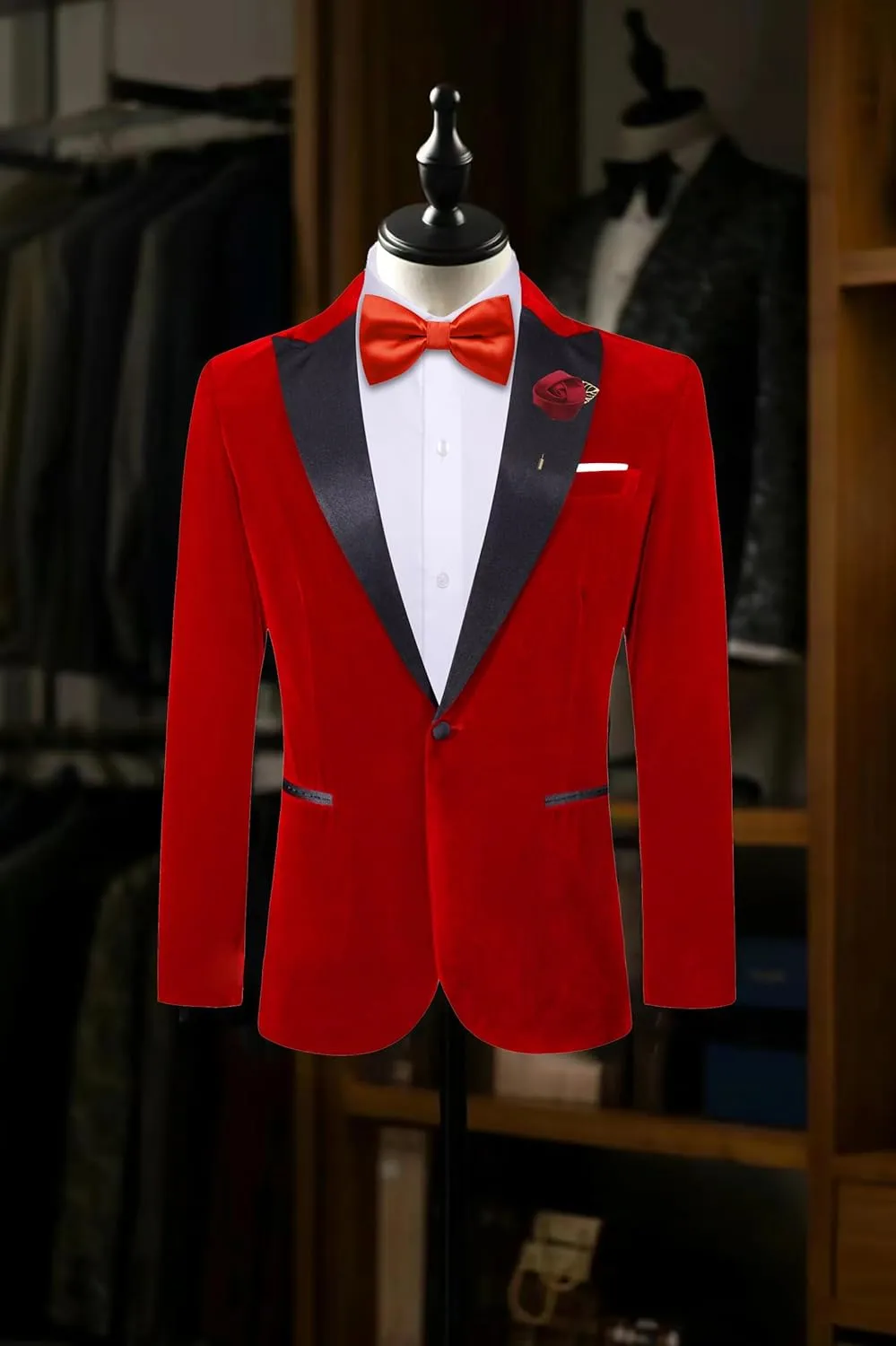 Barry.Wang Velvet Mens Blazer Mardi Gras Sport Coat Brooch Regular Fit Tuxedo Peaked Lapel Suit Jacket Carnival Parade