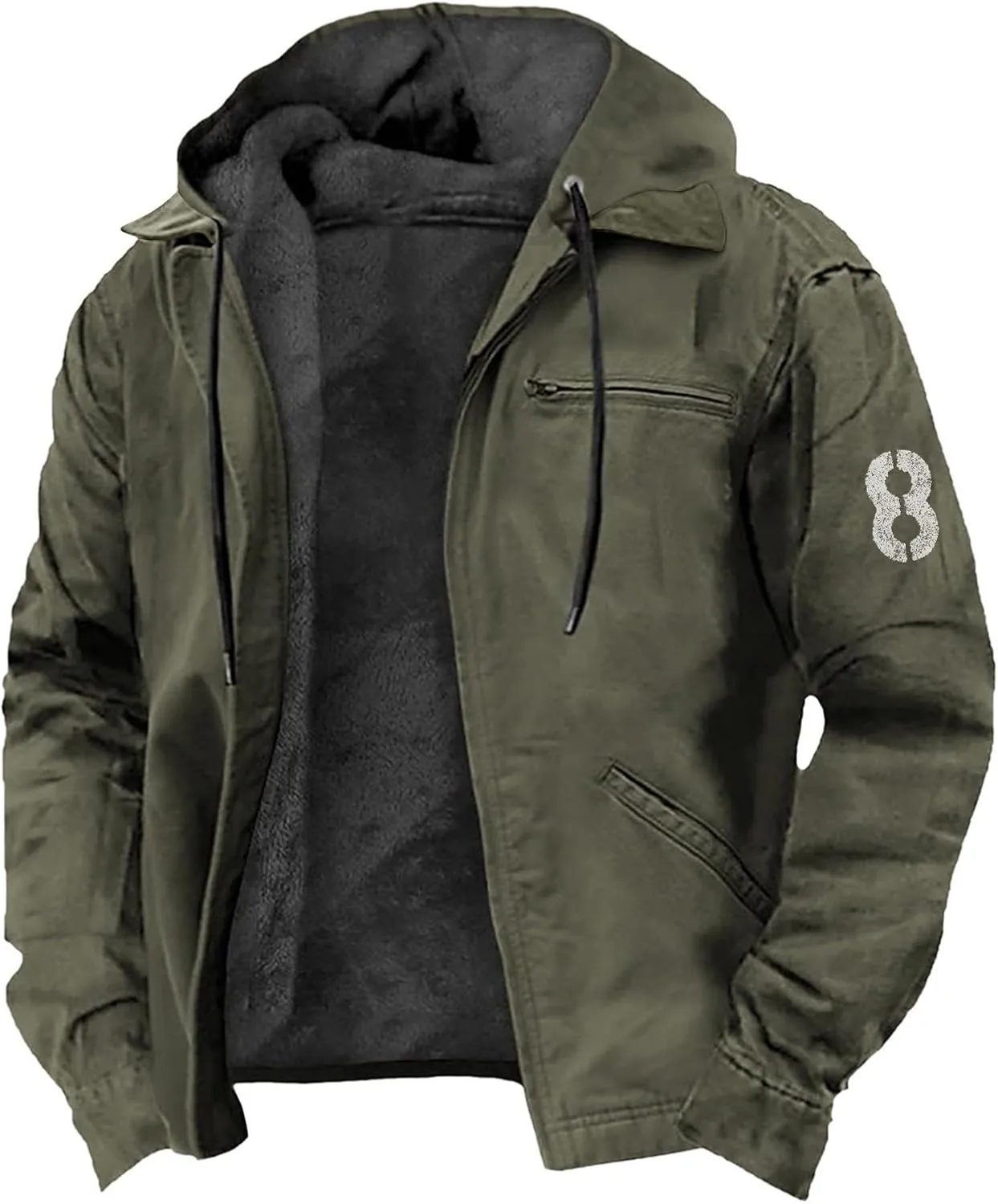 Big And Tall Winter Sherpa Lined Jacket: Jackets For Men Hoodie Mens Heavyweight Fleece Warm Trucker Hoodies Coat