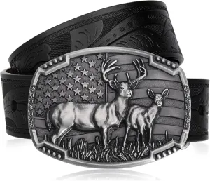 BISON DENIM Western Cowboy Leather Belt for Men Women Cowgirl, Mens Buckle Belt for Jeans, Country Belt, Men's Gifts