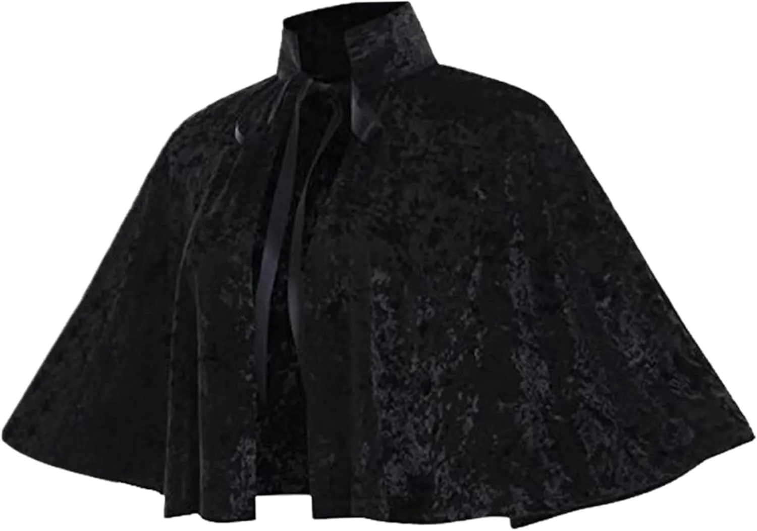 Black Cape for Women, Gothic Lolita Medieval Shawl Cloak with Tie Strap, Halloween Soft Short Medieval Cowl Black Cloak for Pagan Cosplay, Medieval Cowl, Medieval Cloak