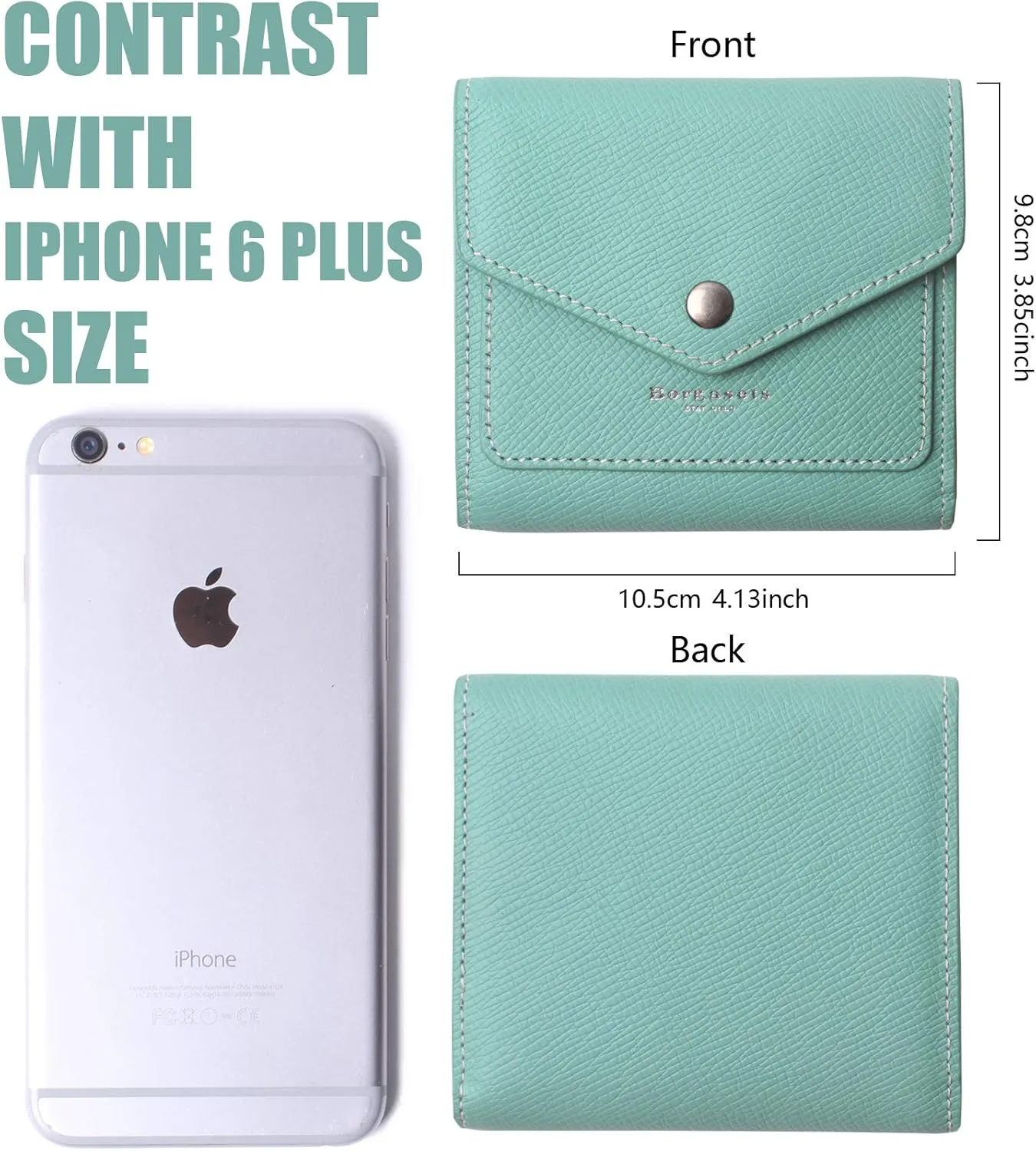 Borgasets Small Wallet for Women Genuine Leather RFID Blocking Card Holder Organizer Pocket Compact Bifold Ladies Mini Purse