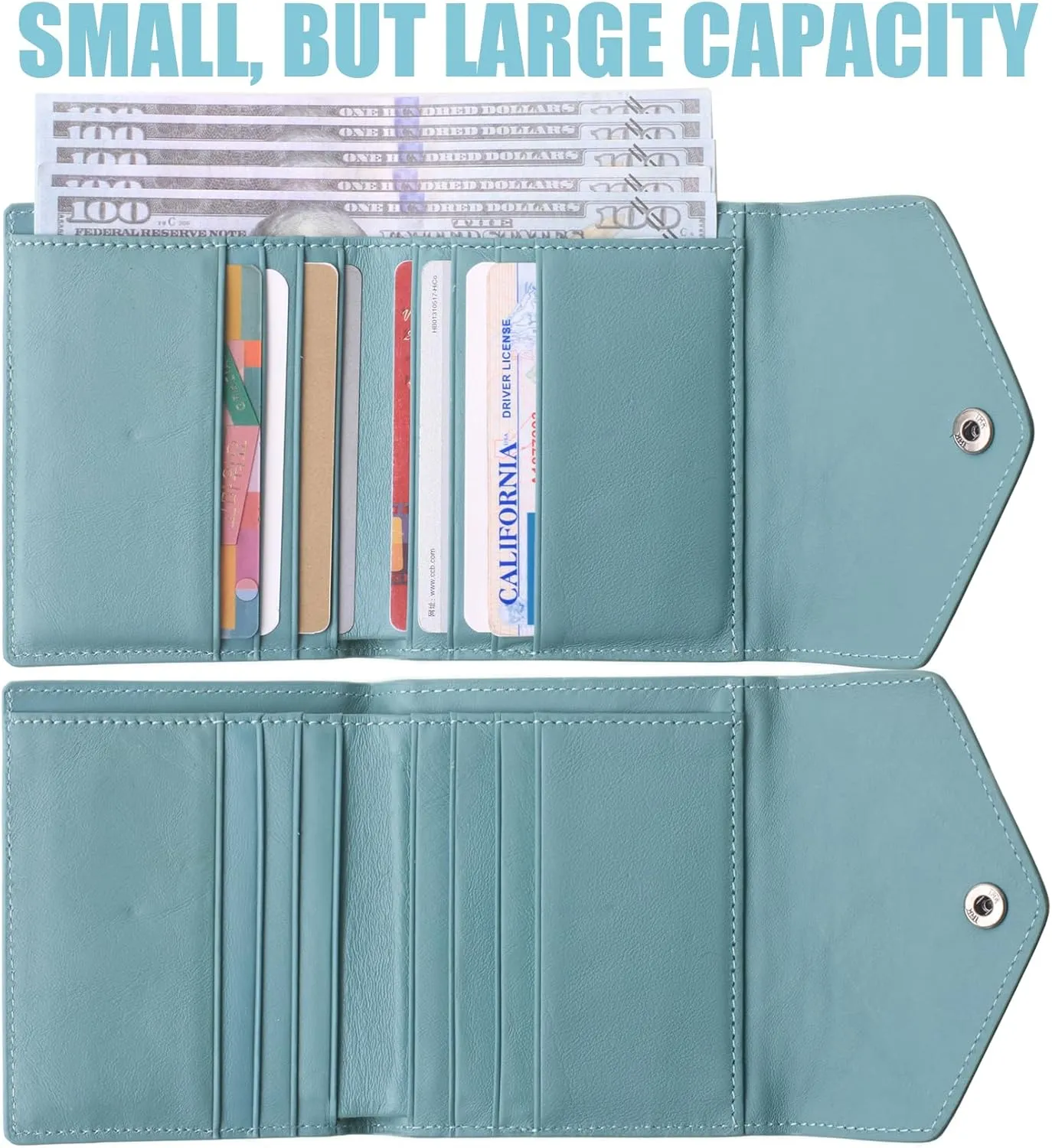 Borgasets Small Wallet for Women Genuine Leather RFID Blocking Card Holder Organizer Pocket Compact Bifold Ladies Mini Purse