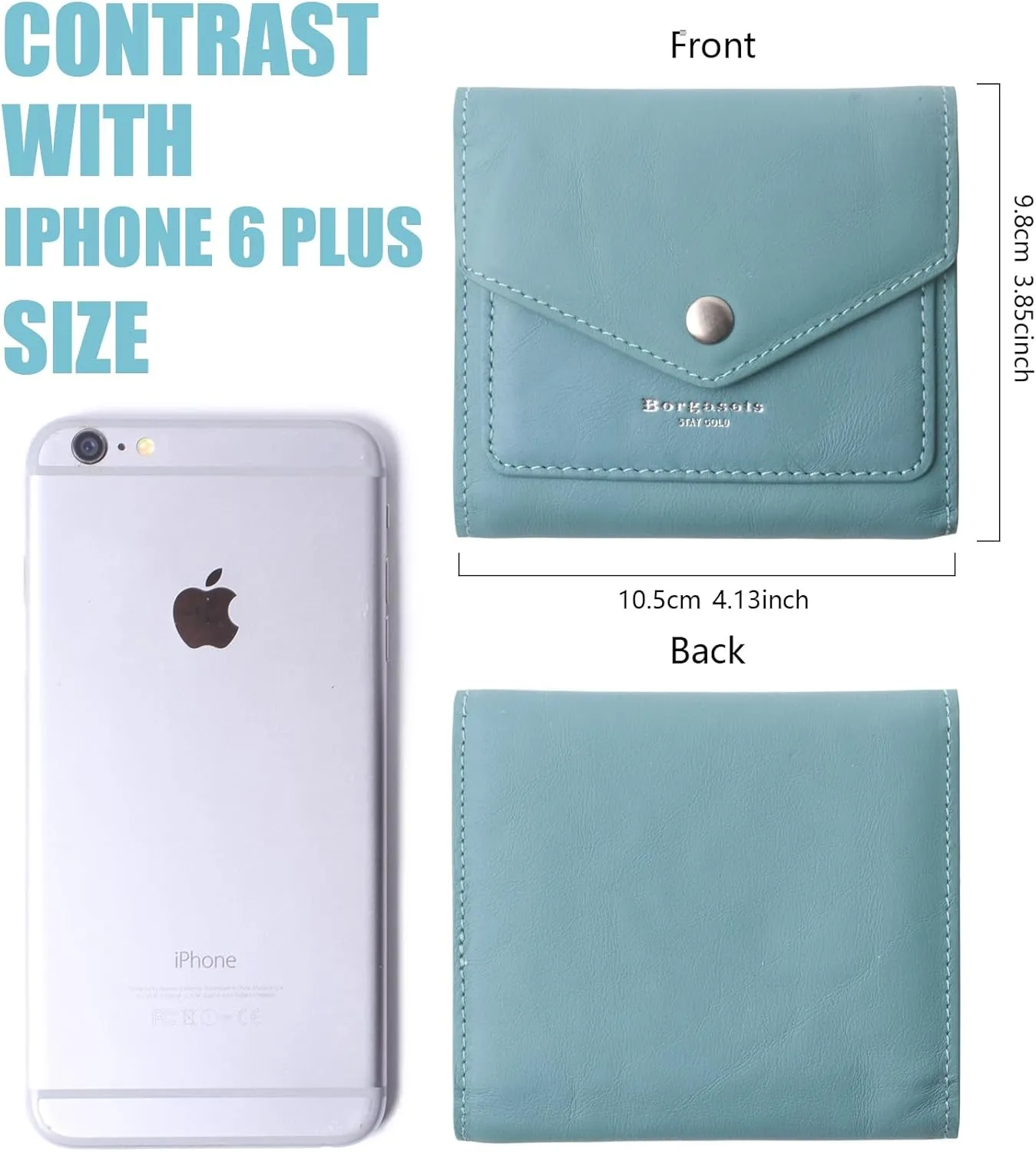 Borgasets Small Wallet for Women Genuine Leather RFID Blocking Card Holder Organizer Pocket Compact Bifold Ladies Mini Purse
