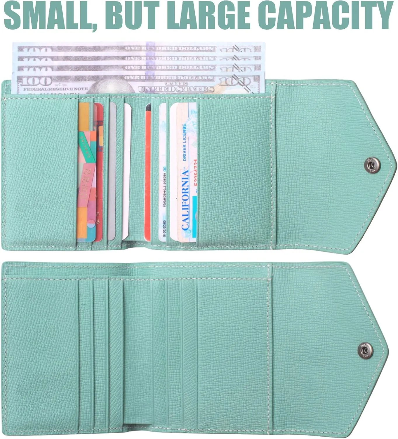 Borgasets Small Wallet for Women Genuine Leather RFID Blocking Card Holder Organizer Pocket Compact Bifold Ladies Mini Purse