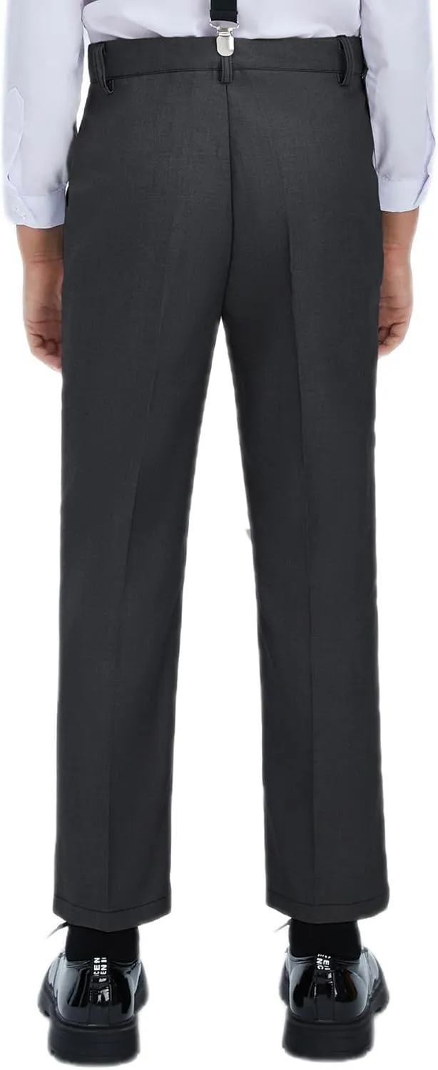 Boys Dress Pants Adjustable Waist Flat Front Casual Wear Slim Fit School Uniforms Pants