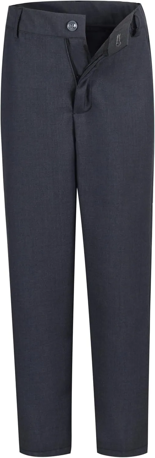 Boys Dress Pants Adjustable Waist Flat Front Casual Wear Slim Fit School Uniforms Pants