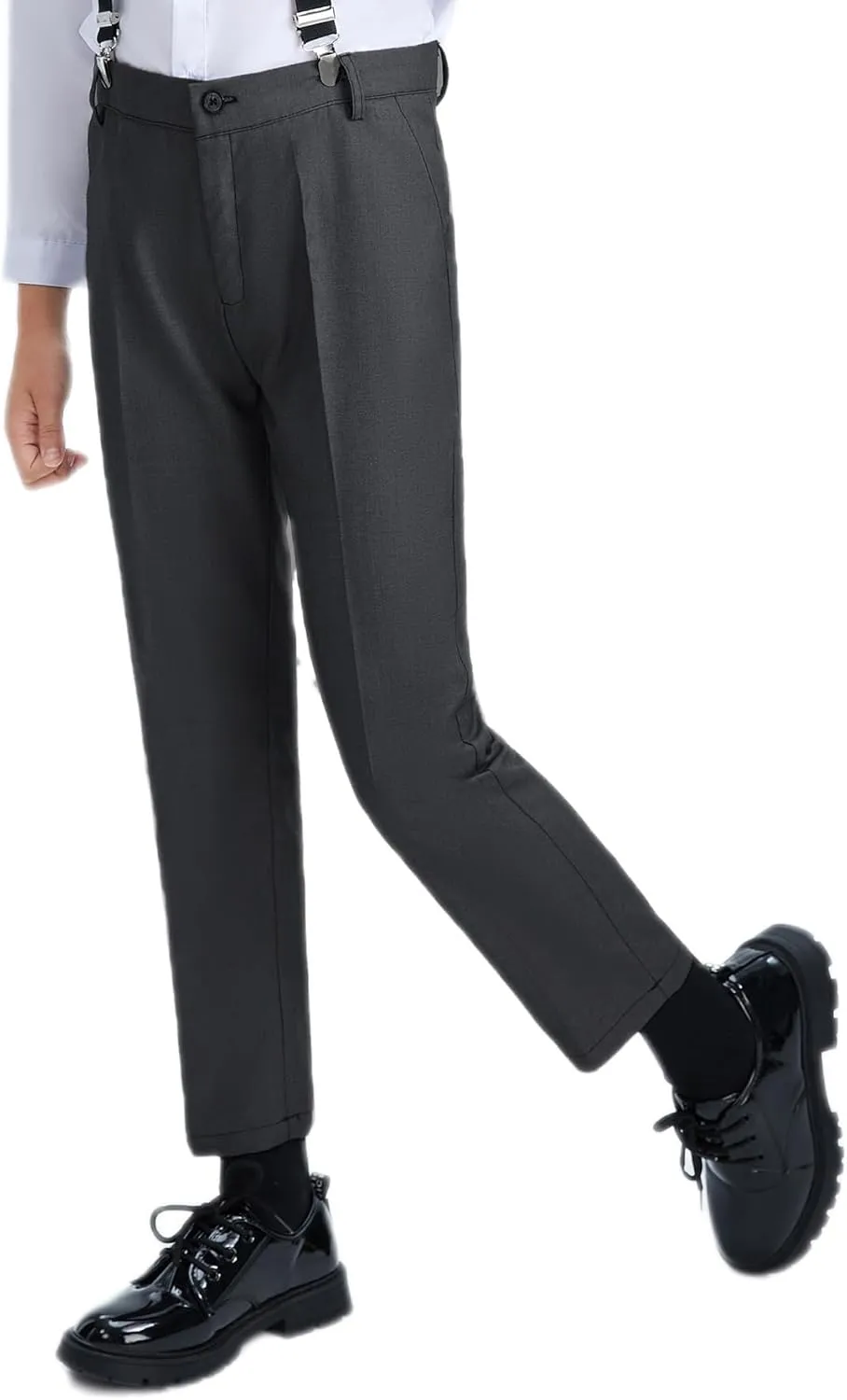 Boys Dress Pants Adjustable Waist Flat Front Casual Wear Slim Fit School Uniforms Pants