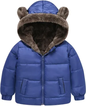 Boys Girls Solid Color Ears Cute Puffer Pocket Children Short Cotton Padded Childrens Coat Snow Coat Girls Jacket Outfit