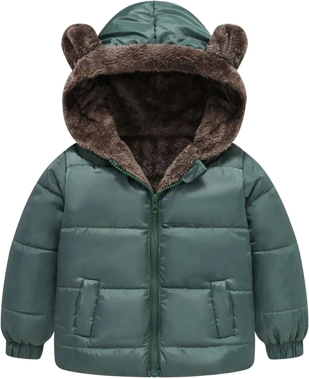 Boys Girls Solid Color Ears Cute Puffer Pocket Children Short Cotton Padded Childrens Coat Snow Coat Girls Jacket Outfit
