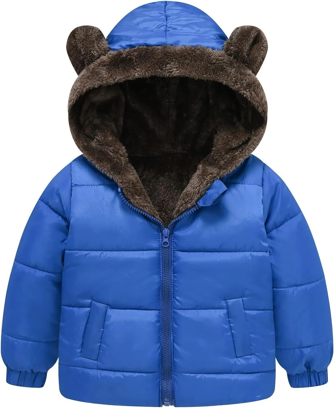 Boys Girls Solid Color Ears Cute Puffer Pocket Children Short Cotton Padded Childrens Coat Snow Coat Girls Jacket Outfit