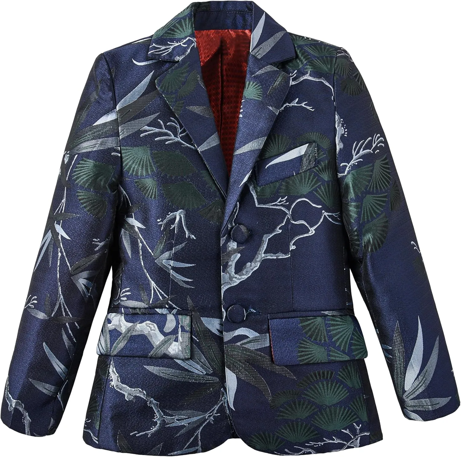 Boys Suit Slim Fit Tuxedo Floral Pattern Formal Dresswear Kids Tuxedo Suits Ring Bearer Outfit 2 Pieces Toddler Suits Set