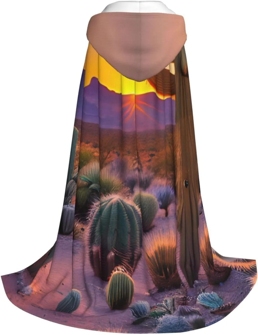 Cactus Desert Sunsets print Hooded Cloak Long Hooded Cloak Halloween Cloak Costumes Hooded Cape Masquerade Dress Up