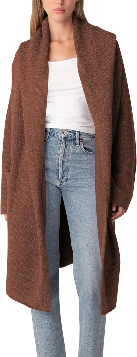 Cakulo Womens Oversized Long Cardigan Sweaters Hooded Duster Cardigans 2024 Trendy Fall Open Front Coatigan